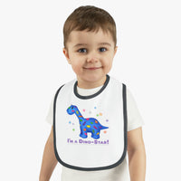 DINO-BUDDIES® - I'm a Dino-Star® with Patches (Apatosaurus) - Baby Contrast Trim Jersey Bib