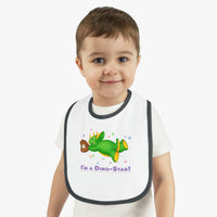 DINO-BUDDIES® - I'm a Dino-Star® with Trey (Triceratops) - Baby Contrast Trim Jersey Bib