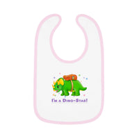 DINO-BUDDIES® - I'm a Dino-Star® with Trey (Triceratops) - Baby Contrast Trim Jersey Bib