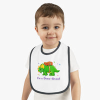 DINO-BUDDIES® - I'm a Dino-Star® with Trey (Triceratops) - Baby Contrast Trim Jersey Bib