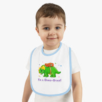 DINO-BUDDIES® - I'm a Dino-Star® with Trey (Triceratops) - Baby Contrast Trim Jersey Bib