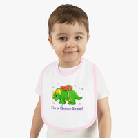 DINO-BUDDIES® - I'm a Dino-Star® with Trey (Triceratops) - Baby Contrast Trim Jersey Bib