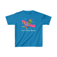 DINO-BUDDIES® - Let's Dino-Soar!™ with Trey (T-Rex Tyrannosaurus) in Airplane - Cute Dinosaur T-Shirt Youth