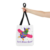 DINO-BUDDIES® - Let's Dino-Soar!™ with Trey (T-Rex Tyrannosaurus) in Airplane - Tote Bag (Gusseted)