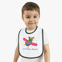 DINO-BUDDIES® - Let's Dino-Soar™ with Trey (Triceratops) in Airplane - Baby Contrast Trim Jersey Bib