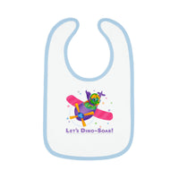 DINO-BUDDIES® - Let's Dino-Soar™ with Trey (Triceratops) in Airplane - Baby Contrast Trim Jersey Bib