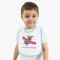 DINO-BUDDIES® - Let's Dino-Soar™ with Trey (Triceratops) in Airplane - Baby Contrast Trim Jersey Bib