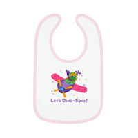 DINO-BUDDIES® - Let's Dino-Soar™ with Trey (Triceratops) in Airplane - Baby Contrast Trim Jersey Bib