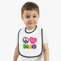 DINO-BUDDIES® - Peace Love DINO™ - Baby Contrast Trim Jersey Bib