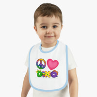 DINO-BUDDIES® - Peace Love DINO™ - Baby Contrast Trim Jersey Bib