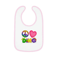 DINO-BUDDIES® - Peace Love DINO™ - Baby Contrast Trim Jersey Bib