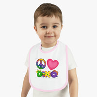 DINO-BUDDIES® - Peace Love DINO™ - Baby Contrast Trim Jersey Bib