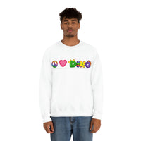 DINO-BUDDIES® - Peace Love DINO™ (One-Line) - Unisex Adult Crewneck Sweatshirt