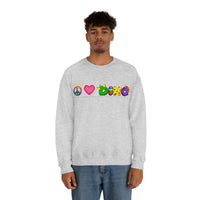 DINO-BUDDIES® - Peace Love DINO™ (One-Line) - Unisex Adult Crewneck Sweatshirt