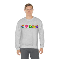 DINO-BUDDIES® - Peace Love DINO™ (One-Line) - Unisex Adult Crewneck Sweatshirt