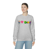 DINO-BUDDIES® - Peace Love DINO™ (One-Line) - Unisex Adult Crewneck Sweatshirt