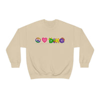 DINO-BUDDIES® - Peace Love DINO™ (One-Line) - Unisex Adult Crewneck Sweatshirt