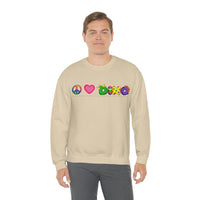 DINO-BUDDIES® - Peace Love DINO™ (One-Line) - Unisex Adult Crewneck Sweatshirt