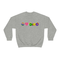 DINO-BUDDIES® - Peace Love DINO™ (One-Line) - Unisex Adult Crewneck Sweatshirt