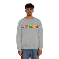 DINO-BUDDIES® - Peace Love DINO™ (One-Line) - Unisex Adult Crewneck Sweatshirt