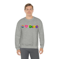 DINO-BUDDIES® - Peace Love DINO™ (One-Line) - Unisex Adult Crewneck Sweatshirt