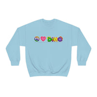 DINO-BUDDIES® - Peace Love DINO™ (One-Line) - Unisex Adult Crewneck Sweatshirt