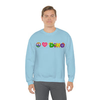 DINO-BUDDIES® - Peace Love DINO™ (One-Line) - Unisex Adult Crewneck Sweatshirt