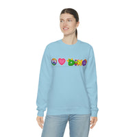 DINO-BUDDIES® - Peace Love DINO™ (One-Line) - Unisex Adult Crewneck Sweatshirt