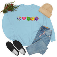 DINO-BUDDIES® - Peace Love DINO™ (One-Line) - Unisex Adult Crewneck Sweatshirt