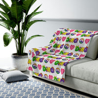 DINO-BUDDIES® - Peace Love DINO™ (Pattern) - Velveteen Plush Blanket