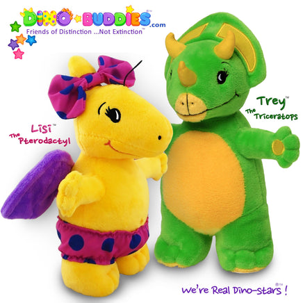 DINO-BUDDIES®™ - Dinosaur Plush Stuffed Animal - TREY™️ and LISI™️