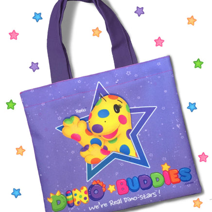 DINO-BUDDIES®™ - Tote Bag - “Rollo Dino-Star Power” - Purple Handle