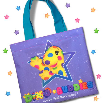 DINO-BUDDIES®™ - Tote Bag - “Rollo Dino-Star Power” - Blue Handle