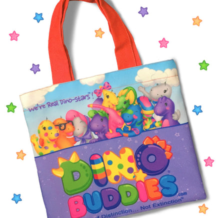 DINO-BUDDIES®™ - Tote Bag - “The Gang's All Here” - Orange Handle