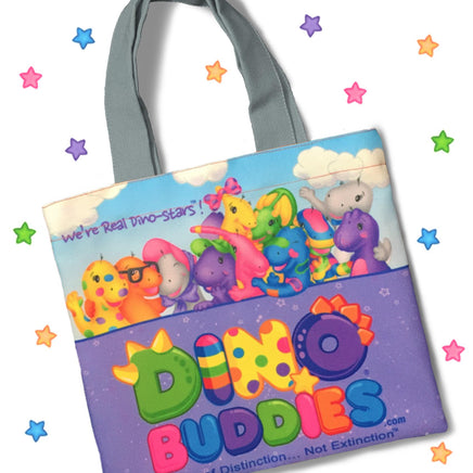 DINO-BUDDIES®™ - Tote Bag - “The Gang's All Here” - Grey Handle
