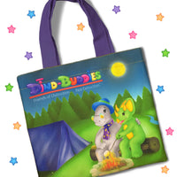 DINO-BUDDIES®™ - Tote Bag - “The Happy Campers” - Purple Handle