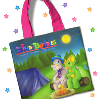 DINO-BUDDIES®™ - Tote Bag - “The Happy Campers” - Pink Handle