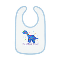 DINO-BUDDIES® - I'm a Dino-Star® with Patches (Apatosaurus) - Baby Contrast Trim Jersey Bib