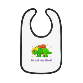 DINO-BUDDIES® - I'm a Dino-Star® with Trey (Triceratops) - Baby Contrast Trim Jersey Bib