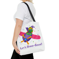 DINO-BUDDIES® - Let's Dino-Soar!™ with Trey (T-Rex Tyrannosaurus) in Airplane - Tote Bag (Gusseted)