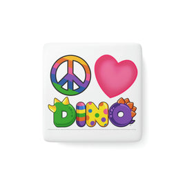 DINO-BUDDIES® - Peace Love DINO™ - Porcelain Magnet, Square