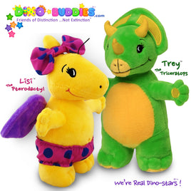  DINO-BUDDIES®™ - Dinosaur Plush Stuffed Animal - TREY™️ and LISI™️