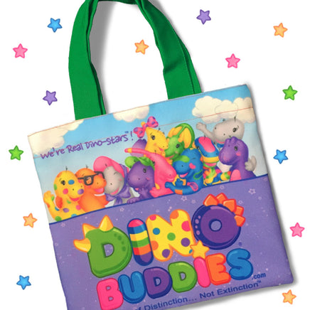 DINO-BUDDIES®™ - Tote Bag - “The Gang's All Here” - Green Handle
