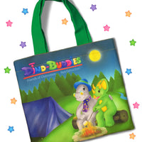 DINO-BUDDIES®™ - Tote Bag - “The Happy Campers” - Green Handle