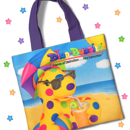 DINO-BUDDIES®™ - Tote Bag - “Hit The Beach!” - Purple Handle